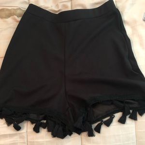 Missguided US Black Tassel Hem Shorts Size: 6